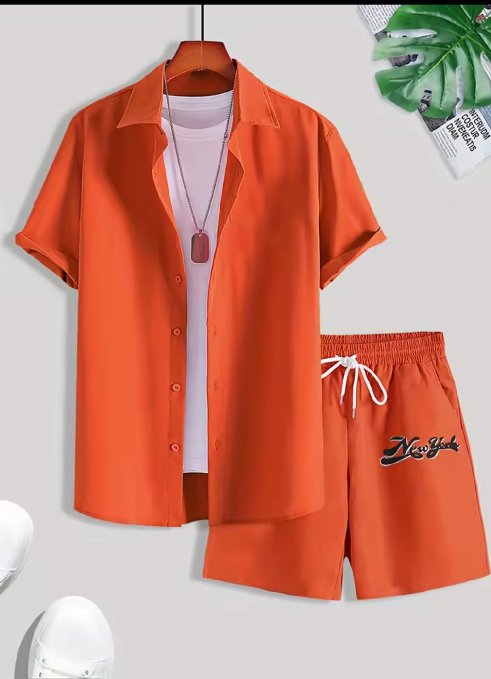 Men's Tropical Print Two-Piece Set |