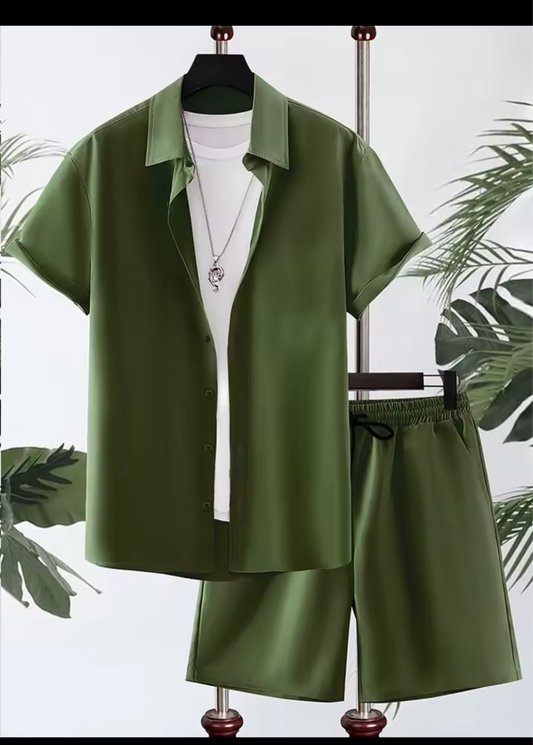 Men's Tropical Print Two-Piece Set |